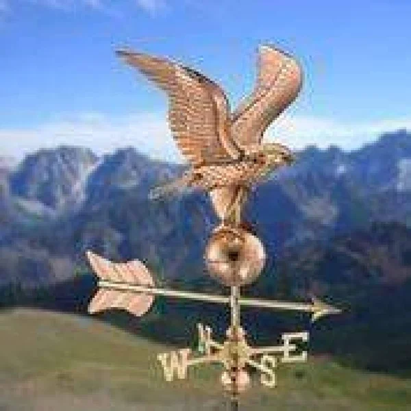 Eagle Garden Weathervane with Garden Pole - Polished Copper - Good Directions