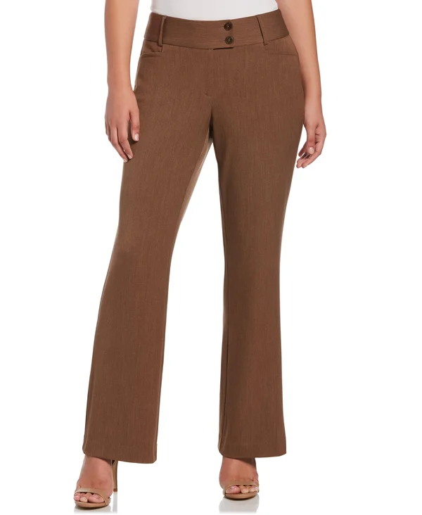 Rafaella Women's Petite Gabardine Bootcut Pants - Curvy Fit - Plus Size in Coffee Melange, Size 6P, Polyester/Rayon/Spandex