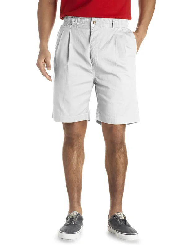 Creekwood Big & Tall Elastic-Waist Pleated Twill Shorts