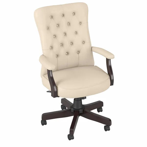 Bush Business Furniture Arden Lane High Back Tufted Office Chair with Arms - Black Leather