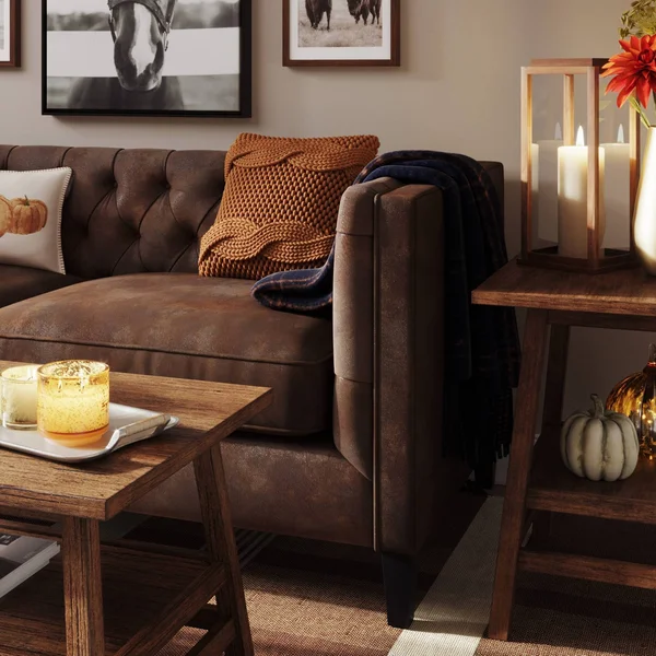 Haverhill Wood End Table Weathered Brown - Threshold