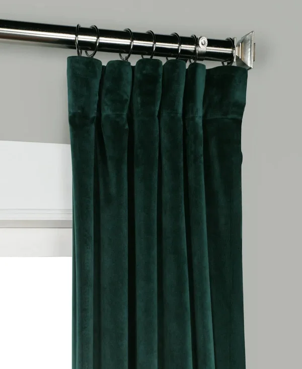 Exclusive Fabrics Heritage Plush Velvet Sing Curtain Panel - 50 x 84 - Forestry Green