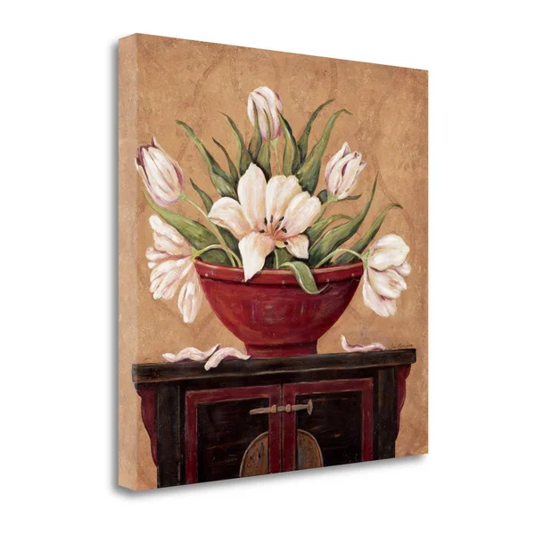 Tangletown Fine Art Zen Tulips by Jo Moulton, Fine Art Giclee Print on Gallery Wrap Canvas, 26x26x22