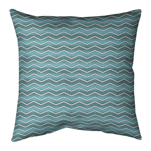 Color Wavy Chevrons Throw Pillow - 16 x 16 - Green - Linen