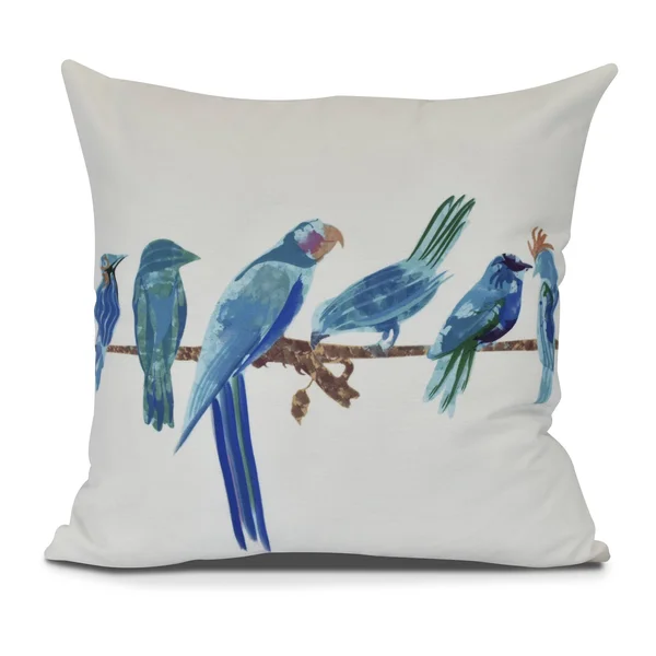 Morning Birds Animal Print Outdoor Pillow - Size: 18 inch x 18 inch