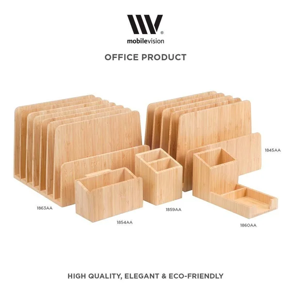 Mobilevision Bamboo Desktop File Folder Organizer and Paper Tray 7 Slots