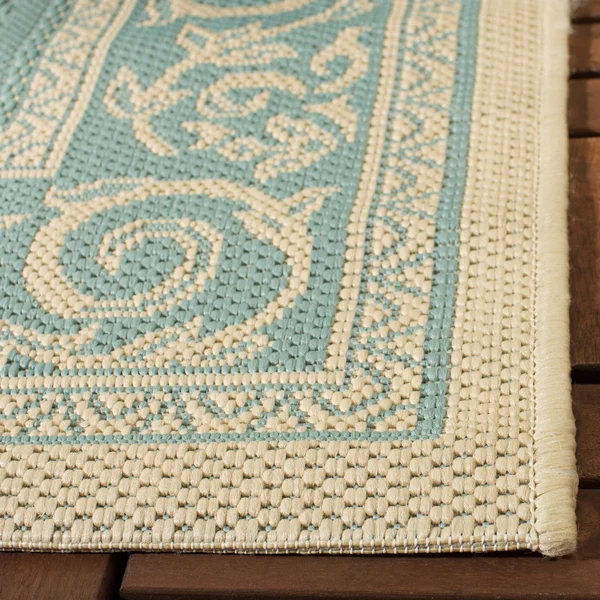 Safavieh Courtyard CY6107-25 5&3x22 x 7&7x22 Aqua - Cream Area Rug