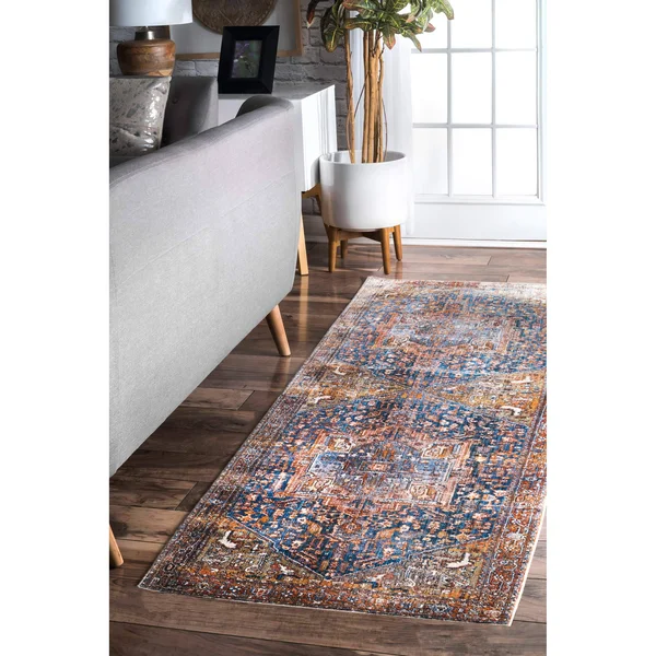 nuLOOM Vintage Harriet Medallion Fringe Area Rug - 2& 6x22 x 14& Runner - Rust