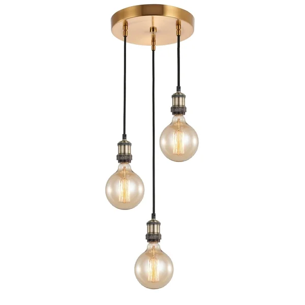 Woodbridge Lighting 18324-G125 Fulton 3 Light 15x22 Wide Multi Light Pendant Antique Brass, Brass Indoor Lighting Pendants