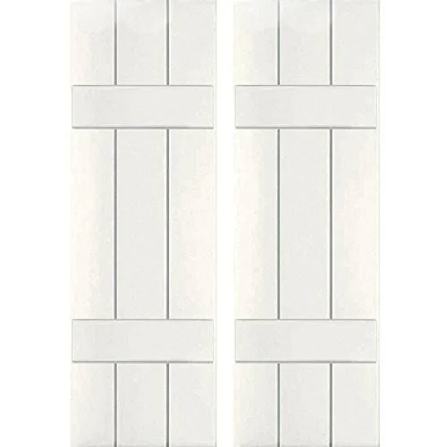 Noralco Industries - Inc. RWB12X040WHP 12x22W x 40x22H Exterior Three Board (2 Batten) Real Wood Pine Board-n-Batten Shutters (Pe
