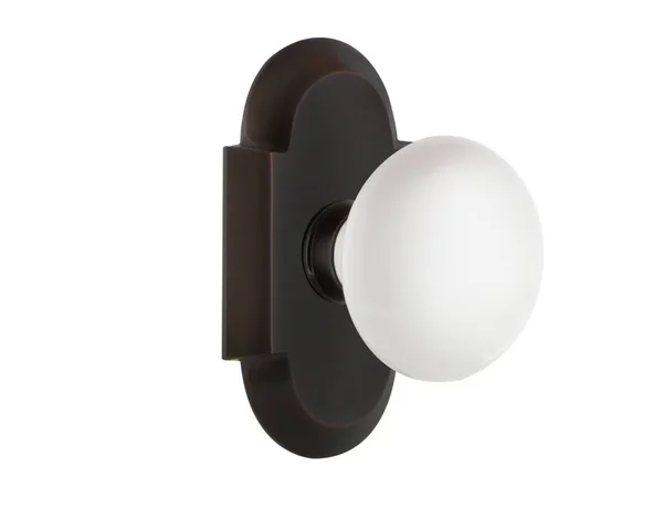 Nostalgic Warehouse 700787 Cottage Plate Double Dummy White Porcelain Door Knob, Timeless Bronze