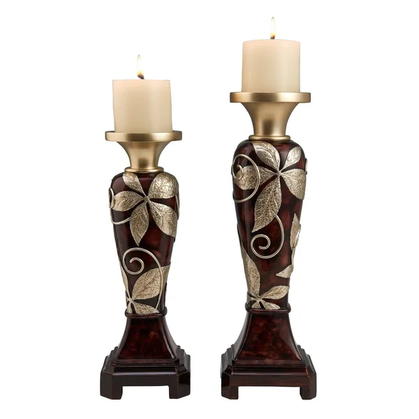 14 in, 16 in Folius Floral Foliage Candleholder Set of 2