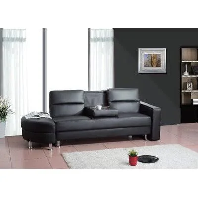Aamenah 81x22 Faux Leather Square Arm Sofa Bed Orren Ellis Fabric: Black Faux Leather