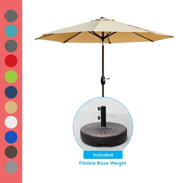 9& Outdoor Patio Market Table Umbrella with Round Base - White