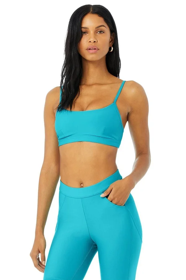 Alo Yoga, Airlift Intrigue Bra in Bright Aqua, Size: Medium