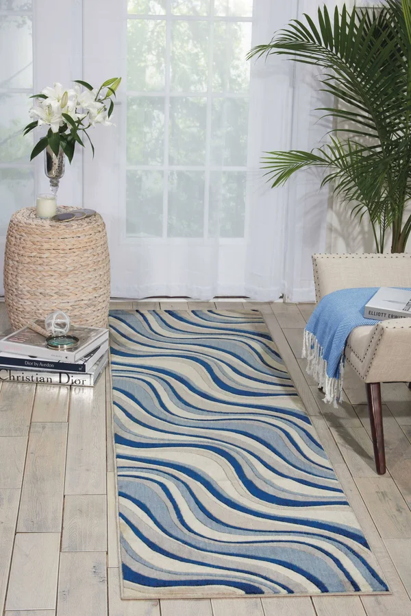 Nourison Somerset Runner ST81 Area Rug - Ivory/Blue, 2&3x22 x 8&