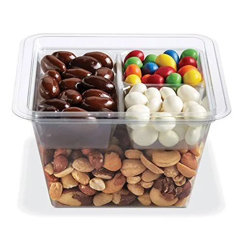 Placon Fresh&n Clear GoCubes Set: 32 oz Clear Plastic Container with 3-Compartment Clear Insert Tray and Clear Lid, (300 Sets)