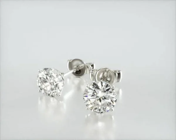 14K White Gold Four Prong Round Lab Created Diamond Stud Earrings (0.25 CTW - F-G, VS2-SI1)