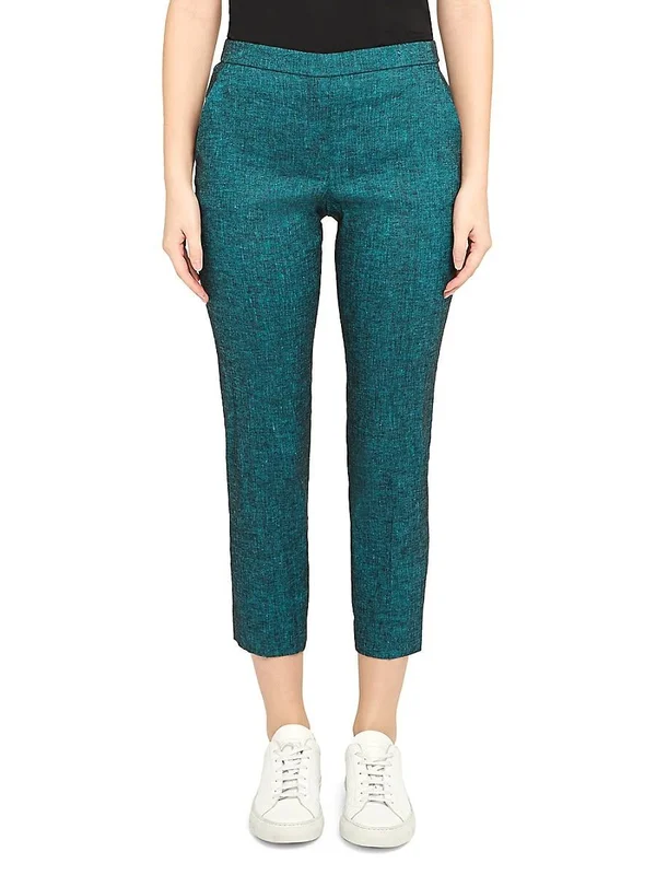 Theory Women's Treeca Stretch-Linen Cropped Pants - Denim - Size 0