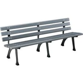 Global Industrial 6' Plastic Park Bench with backrest - Gray