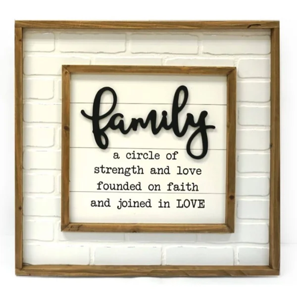 24x22 White and Brown Contemporary Square Family Wall Sign