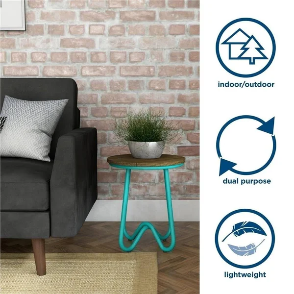 Novogratz Poolside Collection - Bobbi Outdoor Bistro Stools, 2-Pack, Turquoise, Blue