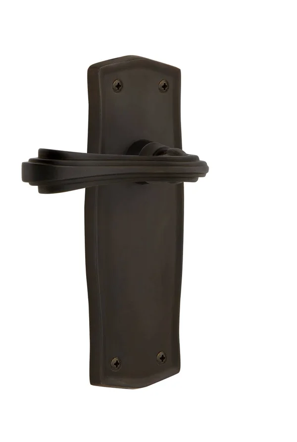 Nostalgic Warehouse PRAFLR_PRV_238_NK Fleur Privacy Door Lever Set with Prairie Oil-Rubbed Bronze