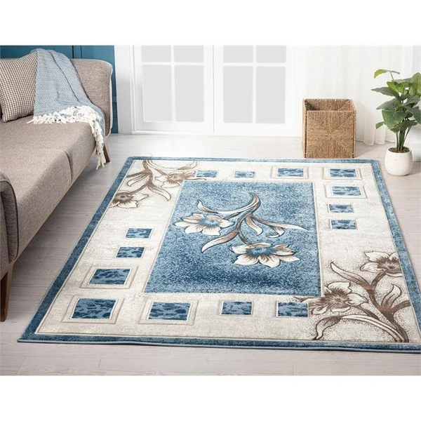 MDA Home Rhodes Blue Transitional Polypropylene Area Rug - 5&2x22 x 7&5x22