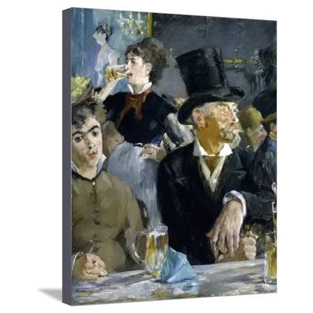 at The Caf Stretched Canvas Print Wall Art by Edouard Manet - Size: 20 x 24.5