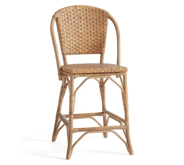 Pottery Barn Parisian Woven Counter Stool - Natural