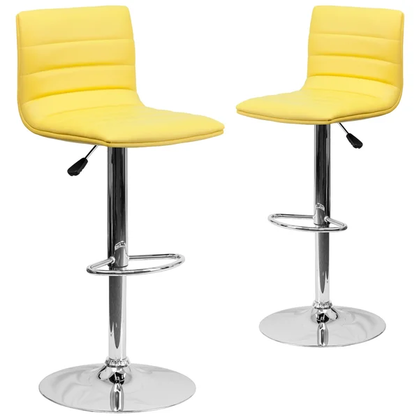 Flash Furniture 2 Pk. Contemporary Green Vinyl Adjustable Height Barstool with Chrome Base