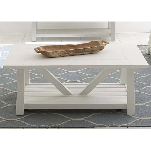Liberty Furniture Summer House Cocktail Table in Oyster White