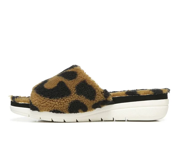 LifeStride Plush Slipper Slides - Tan Leopard - Size 10W
