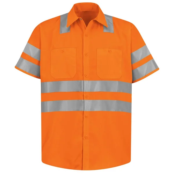 Red Kap Hi-Vis Short Sleeve Work Shirt - Class 3, Fluorescent