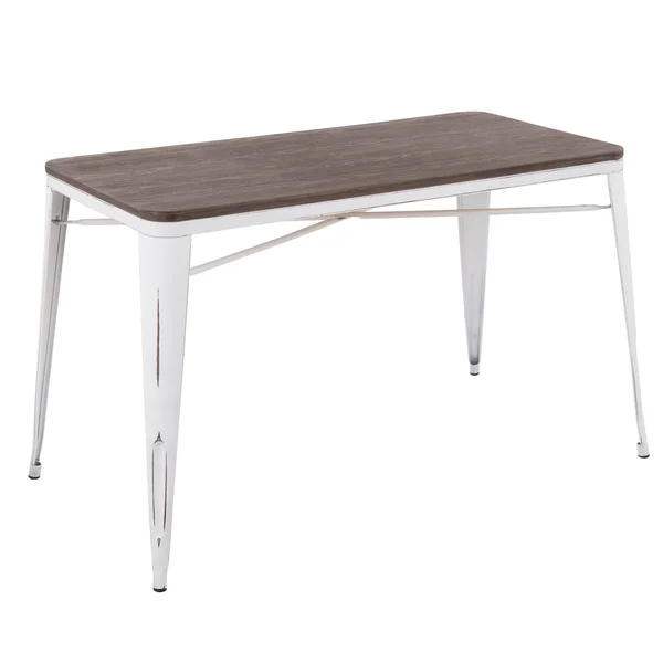 Carbon Loft Acar Industrial Farmhouse Utility Table with Wood Top - Vintage White