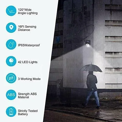 Solar Lights Outdoor [42 LED/3 Working Mode] - SEZAC Solar Security Lights Solar
