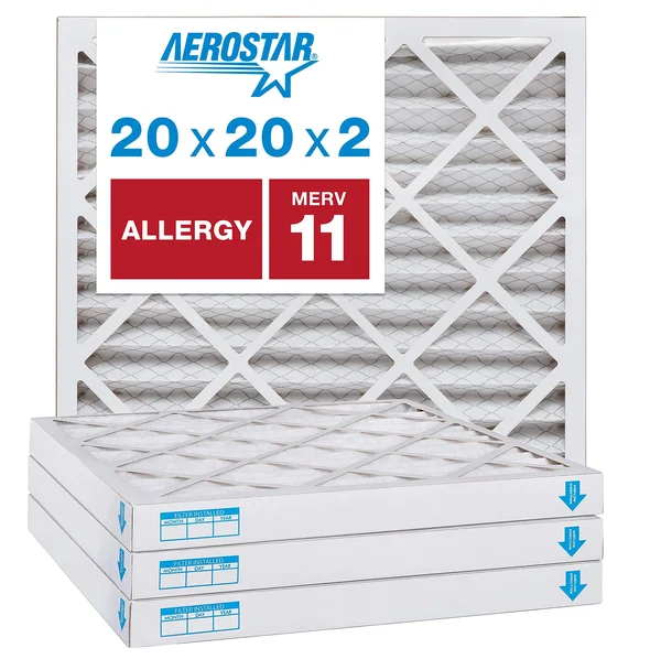 Aerostar Allergen & Pet Dander 20x20x2 MERV 11 Pleated Air Filter - Made in The USA, (Actual Size: 19 1/2 inchx19 1/2 inchx1