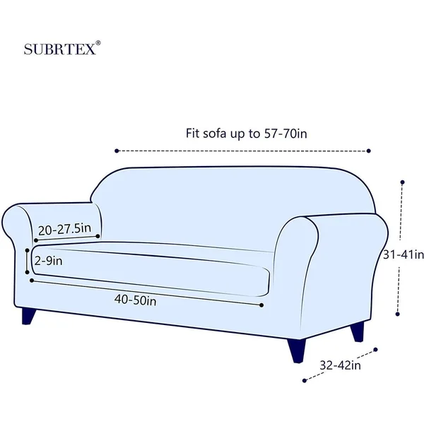Subrtex 2-Piece Striped Sofa Covers Washable Cushion Protector - Khaki