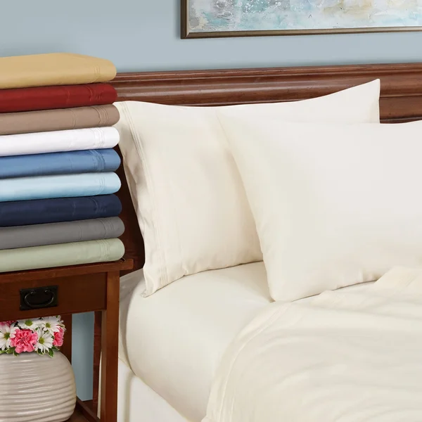 Superior Egyptian Cotton 1000 Thread Count Solid Sheet Set King-Ivory