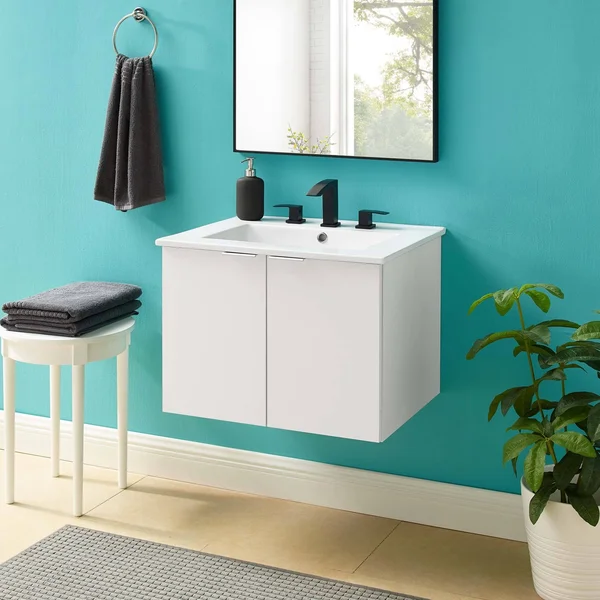 Modway Maybelle 24x22 Wall-Mount Bathroom Vanity EEI-5379, Navy White