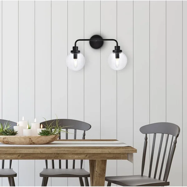 Hudson 2 Light Bath Sconce with Clear Shade - Brass