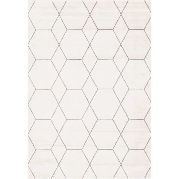 Unique Loom Geometric Trellis Frieze Area Rug (7& 0 x 10& 0 - Ivory)