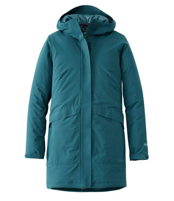 Women's Waterproof Packaway Long Coat Blue Small, L.L.Bean