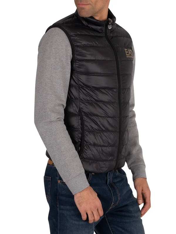 Emporio Armani Quilted Vest with Logo - Black - Waistcoats