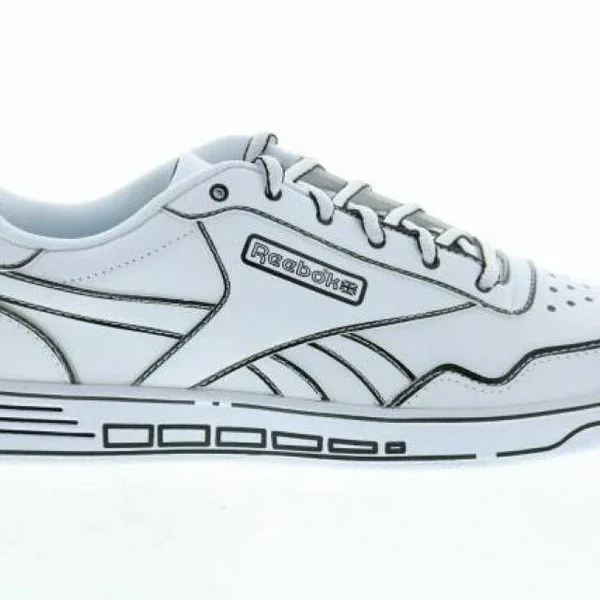 Reebok Club Memt Leather-Trim Sneaker, White/Black, 9.5