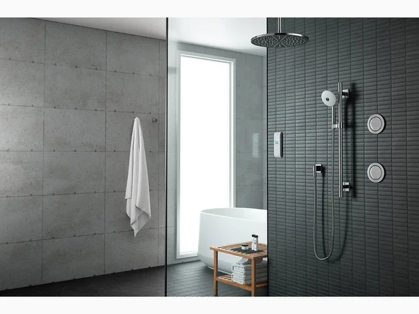 Kohler K-558-E-1SN DTV Prompt Three Outlet Digital Interface with Eco Mode Diverter - Satin Nickel with Polished Nickel