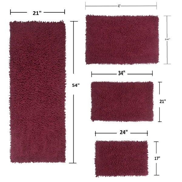 Waterford 3 Piece Bath Rug Set 17x24 21x34 24x40 Natural, Beige