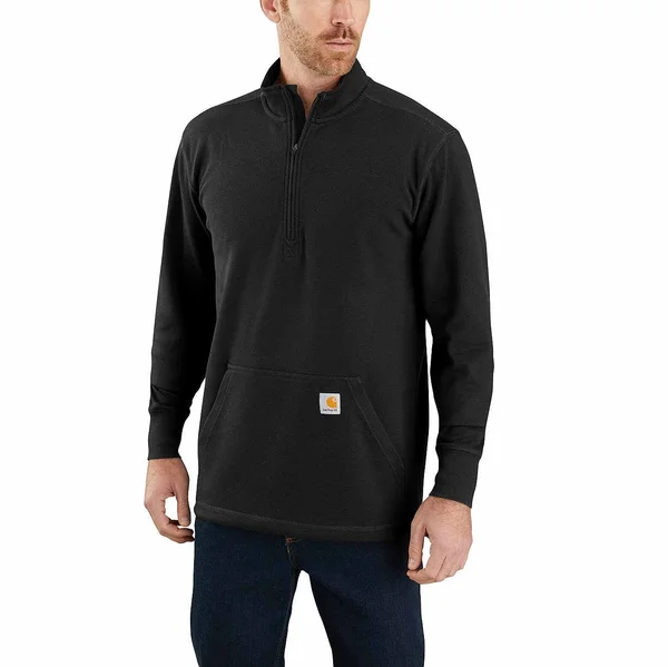 Carhartt Relaxed-Fit Heavyweight Thermal Half-Zip Long-Sleeve T-Shirt for Men - Black - S