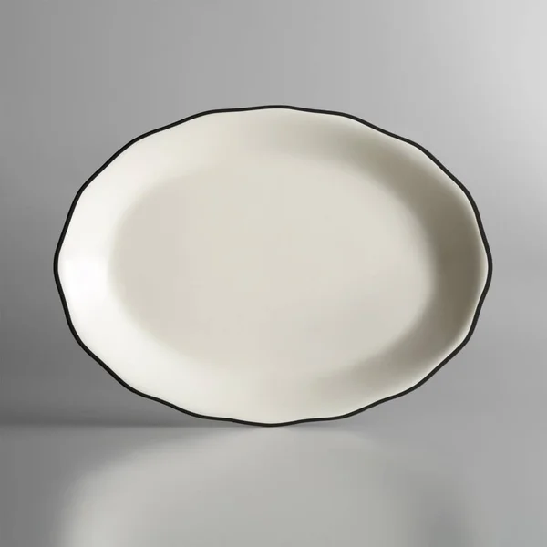CAC SC-13B American White 11 5/8x22 Ceramic Oval Seville Platter