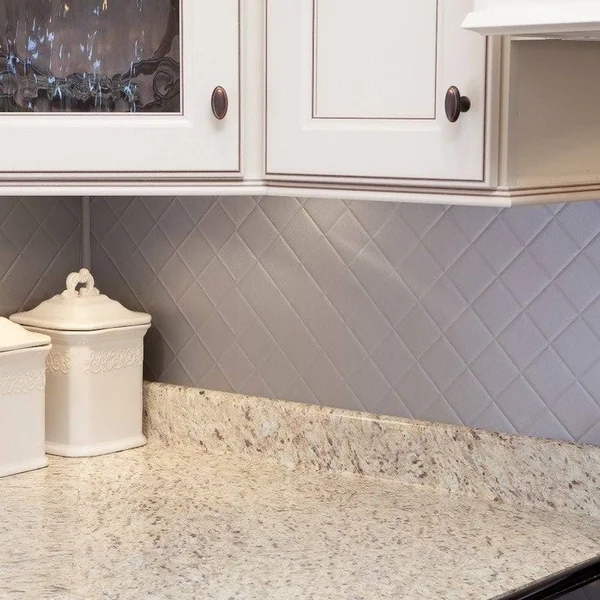 Fasade 18in x 24in Quilted Argent Silver Backsplash Panel (5 Pack)
